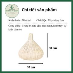 Chao Đèn Thả Trần Mây Trắng Hình Loa Vintage - Trang Trí Nhà Cửa, Nhà Hàng, Cafe Phương Vy Decor 35cm x 33cm