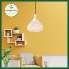 Chao Đèn Thả Trần Mây Trắng Hình Loa Vintage - Trang Trí Nhà Cửa, Nhà Hàng, Cafe Phương Vy Decor 35cm x 33cm