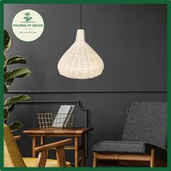 Chao Đèn Thả Trần Mây Trắng Hình Loa Vintage - Trang Trí Nhà Cửa, Nhà Hàng, Cafe Phương Vy Decor 35cm x 33cm