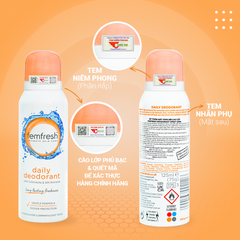 Xịt Khử Mùi Femfresh Daily Deodorant Spray 125ml - Giúp Vùng Kín Thơm Mát, Kháng Khuẩn Tự Nhiên Suốt 24h