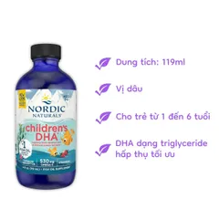 Siro DHA Dành Cho Trẻ Em 119ml - Nordic Naturals Hỗ Trợ Phát Triển Trí Não, Omega-3 Hương Dầu Tự Nhiên