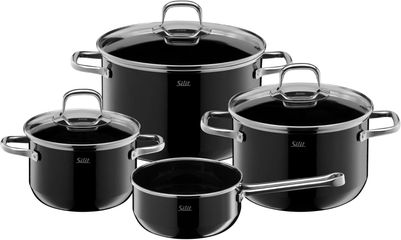 Bộ 4 Nồi Silit Elegance Line Đen - Chất Liệu Silargan, Chịu Nhiệt Tốp Đến 250°C, Sử Dụng Trên Tất Cả Các Loại Bếp