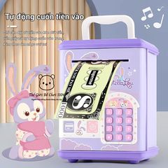 Két Sắt Mini Thông Minh Kuromi, Melody, Labubu - Ống Heo Có Khóa Vân Tay, Quẹt Thẻ, Âm Nhạc Vui Nhộn, Đèn LED Màu Sắc