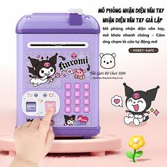 Két Sắt Mini Thông Minh Kuromi, Melody, Labubu - Ống Heo Có Khóa Vân Tay, Quẹt Thẻ, Âm Nhạc Vui Nhộn, Đèn LED Màu Sắc