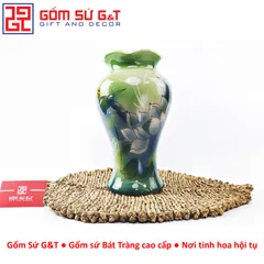 Lọ Hoa Chân Đèn Vẽ 3D Sen Gốm Sứ G&T - Trang Trí Nhà Cửa Sang Trọng và Tinh Tế, Biểu Tượng Thanh Khiết Thiên Nhiên