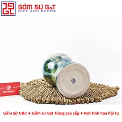 Lọ Hoa Chân Đèn Vẽ 3D Sen Gốm Sứ G&T - Trang Trí Nhà Cửa Sang Trọng và Tinh Tế, Biểu Tượng Thanh Khiết Thiên Nhiên
