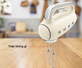 Máy Đánh Trứng SMEG HMF01CREU 250W - Cầm Tay, 9 Cấp Tốc Độ, Phụ Kiện Thép Không Gỉ - Made in Italy, Cho Bánh Ngọt Và Mặn