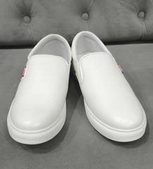 Giày sneaker lười nam trắng da PU thời trang mới - Giày thể thao đơn giản, lịch sự, dễ phối đồ cho phái mạnh