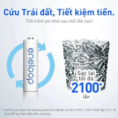 Pin Sạc Panasonic Eneloop AA/AAA 1.2V NiMH 1900mAh/800mAh - Bộ 4 Viên, Sạc Lại 2100 Lần, Bảo Vệ Môi Trường, Tiện Lợi Cho Thiết Bị Điện Tử