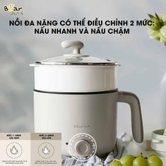Nồi Lẩu Điện Mini Bear DRG-C12K1 - Đa Năng Nấu Lẩu, Chiên, Hấp, Ninh Thực Phẩm Tiện Dụng Cho Mọi Gia Đình