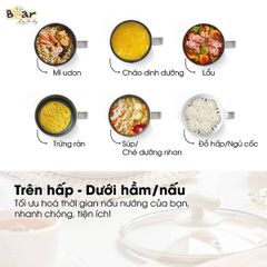 Nồi Lẩu Điện Mini Bear DRG-C12K1 - Đa Năng Nấu Lẩu, Chiên, Hấp, Ninh Thực Phẩm Tiện Dụng Cho Mọi Gia Đình