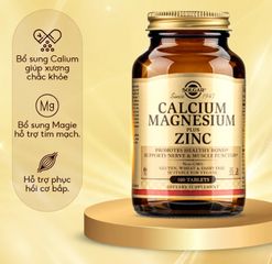 Viên Uống Hỗ Trợ Phát Triển Xương Solgar Calcium Magnesium Plus Zinc - 100 Viên Bổ Sung Canxi, Magie, Kẽm Cho Xương Khớp Chắc Khỏe