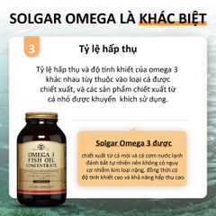 Viên Uống Solgar Fish Oil Concentrate 1000mg - Dầu Cá Omega 3 Bổ Não, Sáng Mắt, Hỗ Trợ Tim Mạch (Hộp 120 Viên)