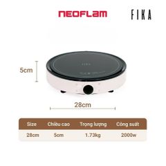 Bếp từ đơn Neoflam Fika FS-IC002 2000W mặt kính Ceramic Hàn Quốc. BH 12 tháng