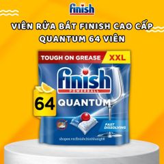 Viên Rửa Chén Finish Powerball Quantum 64 Viên Hương Chanh - Sạch Bóng Vượt Trội, An Toàn Cho Gia Đình, Nhập Khẩu EU
