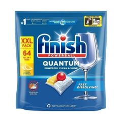 Viên Rửa Chén Finish Powerball Quantum 64 Viên Hương Chanh - Sạch Bóng Vượt Trội, An Toàn Cho Gia Đình, Nhập Khẩu EU