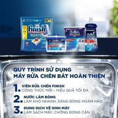 Viên Rửa Chén Finish Powerball Quantum 64 Viên Hương Chanh - Sạch Bóng Vượt Trội, An Toàn Cho Gia Đình, Nhập Khẩu EU