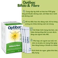 Men vi sinh Optibac Bifido & Fibre - Hỗ trợ tiêu hóa, giảm táo bón, bổ sung lợi khuẩn cho người lớn (30 gói)