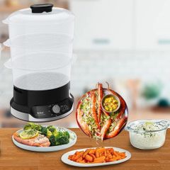 Nồi hấp điện Tefal VC2048 3 tầng 9L 800W Ultra Compact
