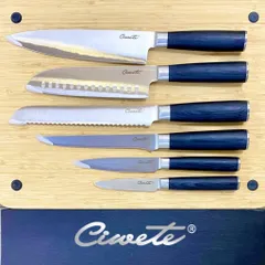 Bộ dao Ciwete 6 món cao cấp - Thép carbon bền, sắc bén, thiết kế sang trọng, chuẩn đầu bếp Mỹ, đồ gia dụng nhà bếp lý tưởng