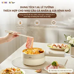 Nồi Nấu Điện Đa Năng Bear MC-4H16F 1.6L, Tiện Ích Nấu Lẩu, Hấp, Chiên, Xào – Phụ Kiện Bếp Hoàn Hảo Cho Gia Đình Nhỏ