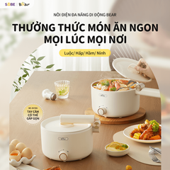 Nồi Điện Đa Năng Bear MC-4H16G 1.6L - Giải Pháp Nấu Nướng Tiện Lợi Cho Sinh Viên, Cặp Đôi, Sáng Tạo Món Ngon Mỗi Ngày