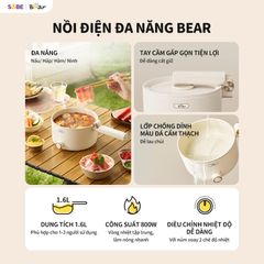 Nồi Điện Đa Năng Bear MC-4H16G 1.6L - Giải Pháp Nấu Nướng Tiện Lợi Cho Sinh Viên, Cặp Đôi, Sáng Tạo Món Ngon Mỗi Ngày