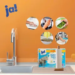 Khăn Giấy Nhà Bếp Ja! - 4 Cuộn x 128 Tờ, 100% Bột Giấy Tự Nhiên, An Toàn, Dai Mịn, Thấm Hút Tốt, Giấy Đa Năng Thân Thiện Môi Trường
