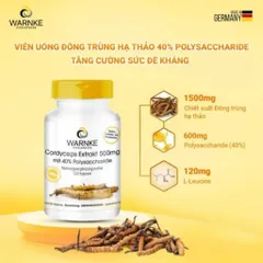 Viên Uống Đông Trùng Hạ Thảo Warnke 500mg - Tăng Cường Miễn Dịch, Chống Lão Hóa, Bồi Bổ Sức Khỏe Từ Thiên Nhiên, Hỗ Trợ Điều Trị Bệnh