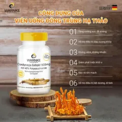 Viên Uống Đông Trùng Hạ Thảo Warnke 500mg - Tăng Cường Miễn Dịch, Chống Lão Hóa, Bồi Bổ Sức Khỏe Từ Thiên Nhiên, Hỗ Trợ Điều Trị Bệnh