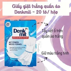 Giấy Tẩy Trắng Quần Áo Denkmit - Giúp Giặt Sạch, Làm Trắng Hiệu Quả, Tiết Kiệm Thời Gian, Dễ Dàng Sử Dụng cho Quần Áo Sáng Màu