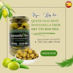 (Xả Lỗ) Quả Ô-liu Xanh Nguyên Trái Đã Tách Hạt 350g Manzanilla Olive Tây Ban Nha