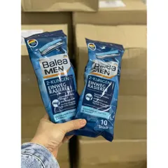 Dao Cạo Râu Balea Men - Túi 10 Chiếc, Lưỡi Kép Sắc, Hệ Thống Chống Trượt, An Toàn & Ẩm Mượt cho Nam giới