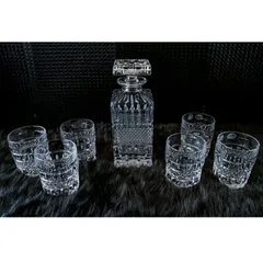 Bộ Bình Đựng Rượu & 6 Cốc Pha Lê Bohemia - Set Đồ Uống Cao Cấp, An Toàn Cho Sức Khỏe, Dung Tích 700ml Và 240ml