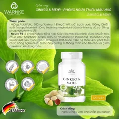 Viên Uống Bổ Não GinkGo & Mehr 120 Viên - Tăng Cường Trí Nhớ và Chức Năng Não, Hàng Chính Hãng Đức