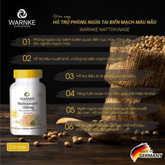 Viên Uống Chống Đột Quỵ Warnke Nattokinase 100mg - Sản phẩm phòng ngừa tai biến mạch máu não, 250 Viên Hỗ Trợ Tim Mạch, Hữu Cơ, Đức