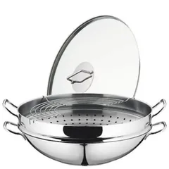 Chảo kèm xửng hấp WMF Wok Macao 36cm - Dụng cụ nấu bếp chất lượng cao từ Đức, đa năng cho hầm, hấp, chiên, an toàn cho máy rửa chén