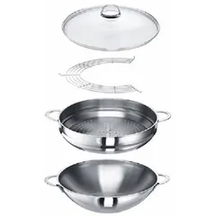 Chảo kèm xửng hấp WMF Wok Macao 36cm - Dụng cụ nấu bếp chất lượng cao từ Đức, đa năng cho hầm, hấp, chiên, an toàn cho máy rửa chén