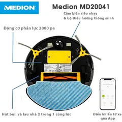 Robot Lau Nhà, Hút Bụi Medion MD20041 Intelligent 2in1 Cleaning With Extra Power