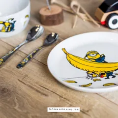 Bộ Dao Nĩa Trẻ Em Minions 6 Món - Kids Cutlery Set An Toàn, Thiết Kế Đáng Yêu, Khắc Tên Tùy Chỉnh, Thích Hợp Cho Trẻ Từ 3 Tuổi