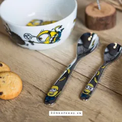 Bộ Dao Nĩa Trẻ Em Minions 6 Món - Kids Cutlery Set An Toàn, Thiết Kế Đáng Yêu, Khắc Tên Tùy Chỉnh, Thích Hợp Cho Trẻ Từ 3 Tuổi