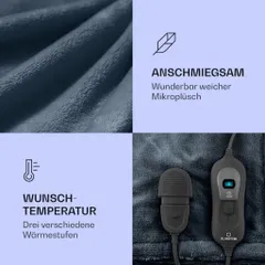 Chăn Sưởi Điện Klarstein Dr.Watson XL - Chất Liệu Mềm Mại, Thiết Kế Sang Trọng, 3 Mức Nhiệt Độ, An Toàn, Tiết Kiệm Năng Lượng
