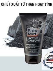 Gel Rửa Mặt Balea MEN Active Carbon - Làm Sạch Sâu Da Mụn, Kiểm Soát Bóng Nhớt, An Toàn, Công Thức Than Hoạt Tính Cho Nam