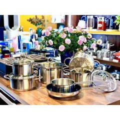 Bộ Nồi Silit Diamant 7 Món - Inox Không Gỉ Cao Cấp, Hấp Thụ Nhiệt Nhanh, Phù Hợp Mọi Loại Bếp, Nội Địa Đức, Chất Lượng Tốt