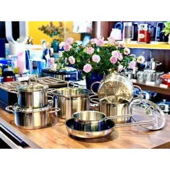 Bộ Nồi Silit Diamant 7 Món - Inox Không Gỉ Cao Cấp, Hấp Thụ Nhiệt Nhanh, Phù Hợp Mọi Loại Bếp, Nội Địa Đức, Chất Lượng Tốt