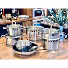 Bộ Nồi Silit Diamant 7 Món - Inox Không Gỉ Cao Cấp, Hấp Thụ Nhiệt Nhanh, Phù Hợp Mọi Loại Bếp, Nội Địa Đức, Chất Lượng Tốt