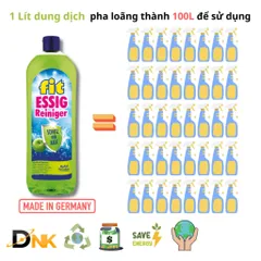 Nước tẩy rửa đa năng giấm táo Fit Essigreiniger 1L - An toàn, hiệu quả, thân thiện với môi trường, hương táo tươi mát, vệ sinh nhà cửa dễ dàng