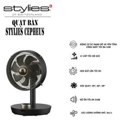 Quạt bàn STYLIES CEPHEUS mini mạnh mẽ - 12 cấp độ gió, động cơ DC bền bỉ, thiết kế sang trọng, hoàn hảo cho mùa hè mát lạnh