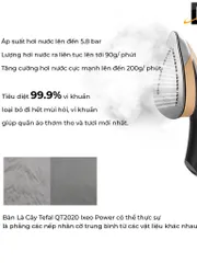 Bàn Là Cây Hơi Nước Tefal IXEO POWER QT2020 - Công Suất 2170W, Thiết Kế Thông Minh, Khởi Động Nhanh, Tiêu Diệt Vi Khuẩn, Bảo Hành 12 Tháng