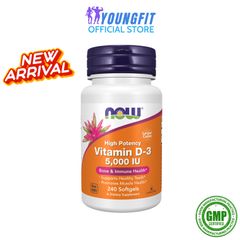 Viên Uống Vitamin D3 5000 IU NOW - Tăng Cường Đề Kháng, Khoẻ Xương, Hỗ Trợ Hệ Miễn Dịch (Hộp 240 Viên)